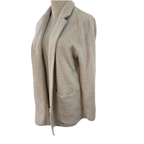J Crew Women's Beige Knit Sweater Blazer Sz M Cardigan Basic Minimalist Capsule - Picture 4 of 7